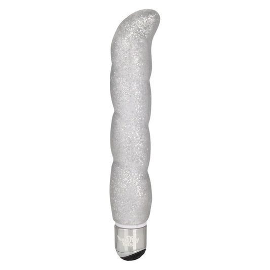 The California Exotic Screwnicorn g-spot vibrator, a majestic purple silicone pleasure toy with ridged texture.
