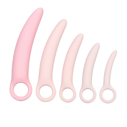 The california exotic inspire silicone dilator kit for kegel exercise, gradient purple finish.