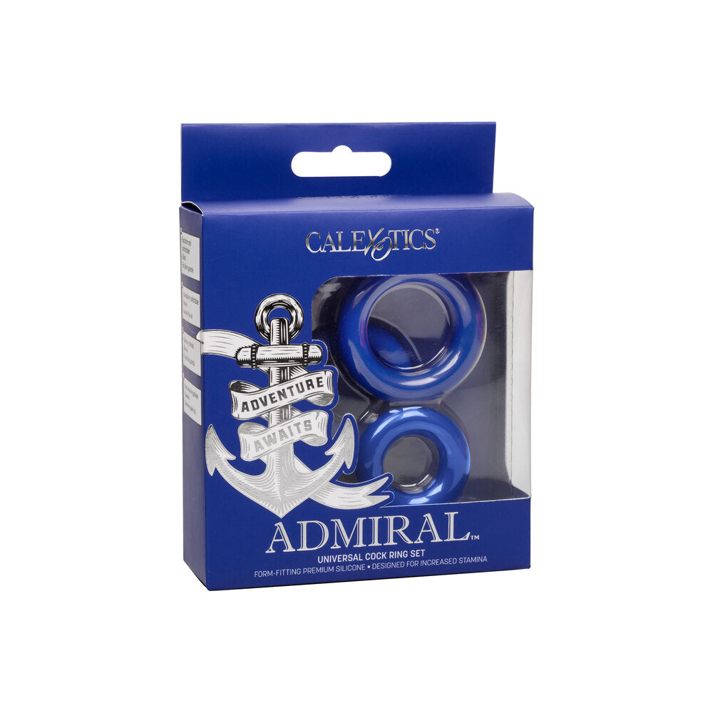 Admiral universal blue cock ring set, love rings for enhancing pleasure, from california exotic.