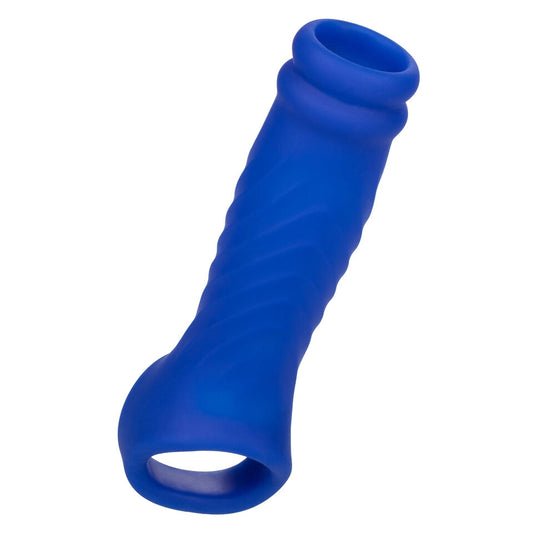 California Exotic Admiral Wave penis extender, textured sleeve with wave pattern, fleshy colour.