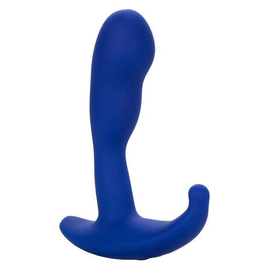 California Exotic Admiral Advanced curved anal probe, silver metal with a smooth finish.