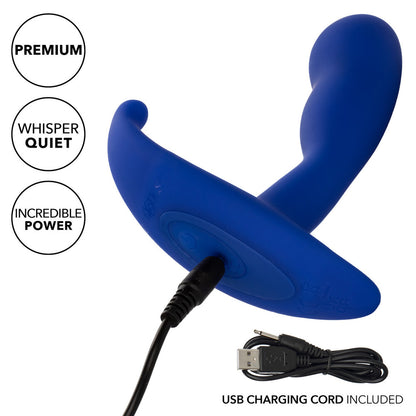 Curved silver anal probe from california exotic, a stainless steel sensual pleasure toy.