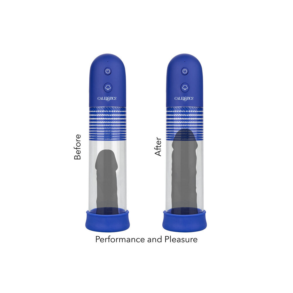 california exotic admiral rechargeable penis pump kit, transparent cylinder with grey pump.