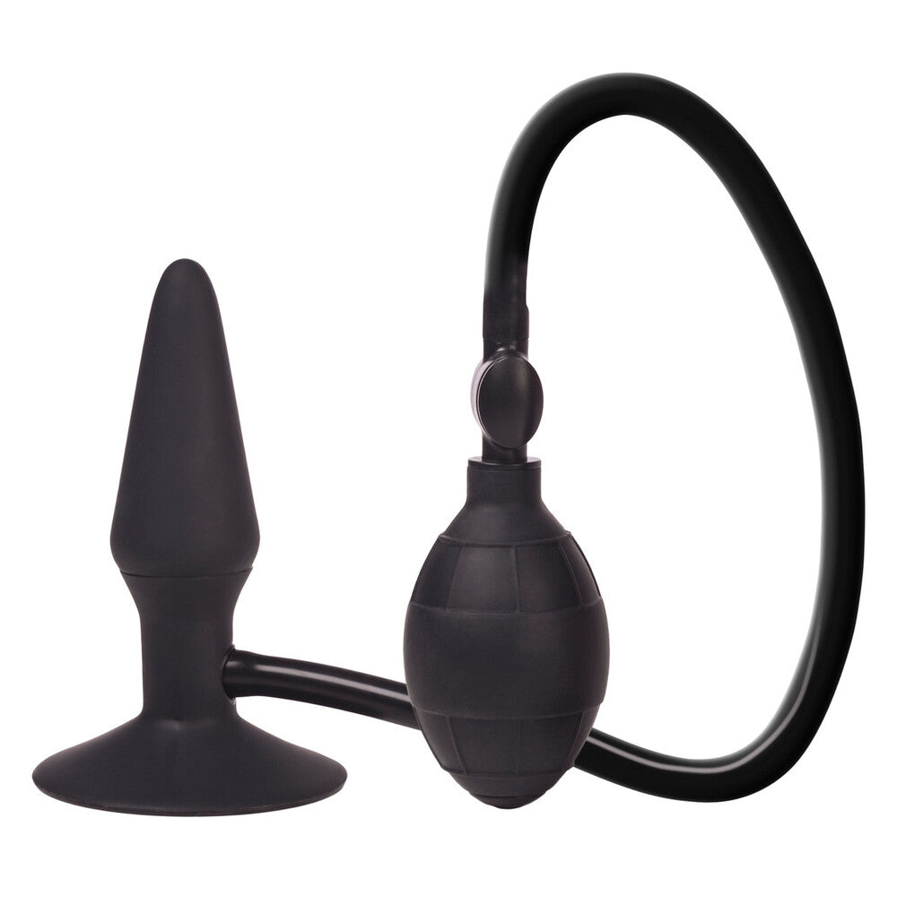 Colt medium pumper inflatable anal plug, black rubbery texture, adjustable size for comfortable use.