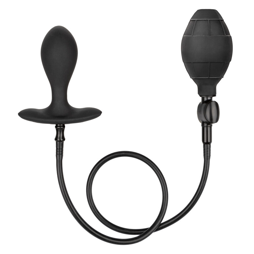 California Exotic Colt weighted plumper inflatable butt plug, grey with inflation bulb.