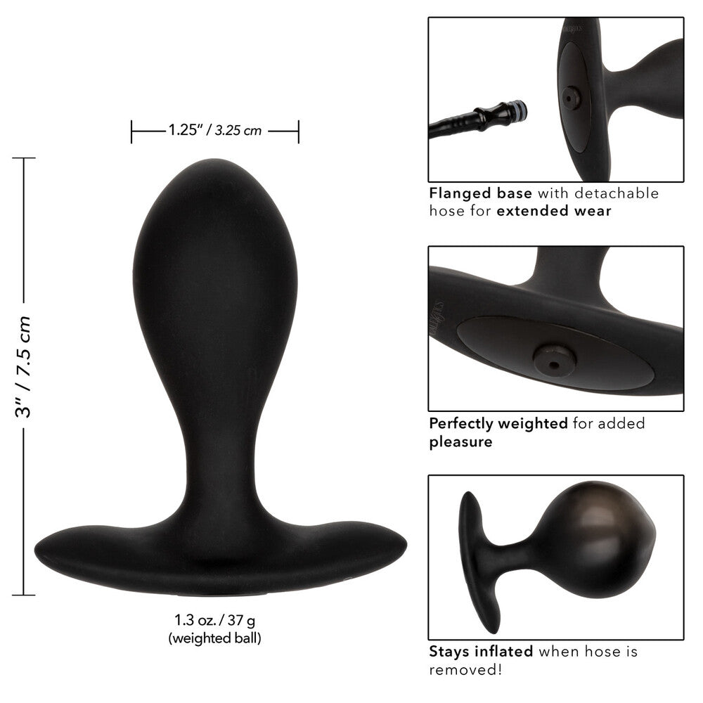 Colt weighted plumper inflatable butt plug by california exotic: smooth, purple, for anal play.