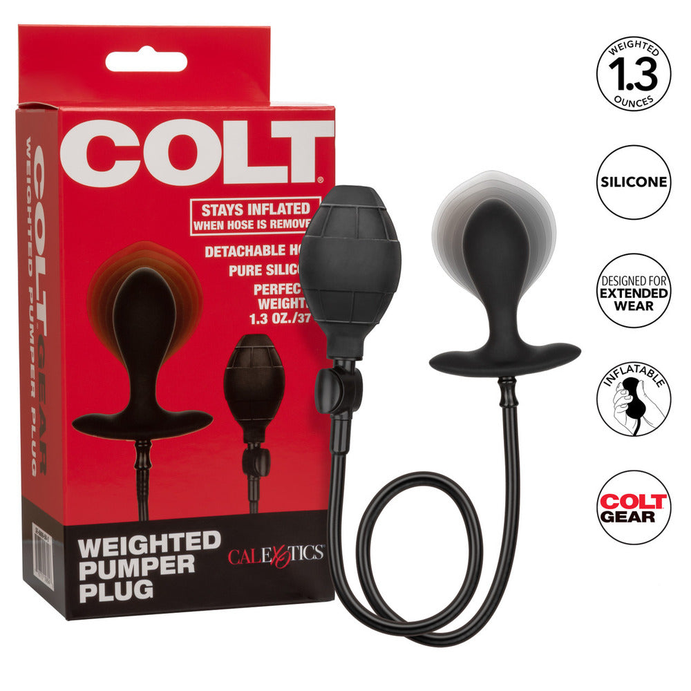 California Exotic Colt weighted inflatable butt plug, flesh-toned with a smooth, flexible finish.