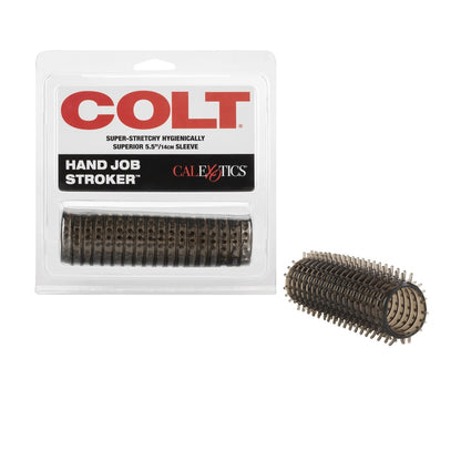 colt hand job stroker by california exotic, flesh-toned textured masturbator for intimate pleasure.