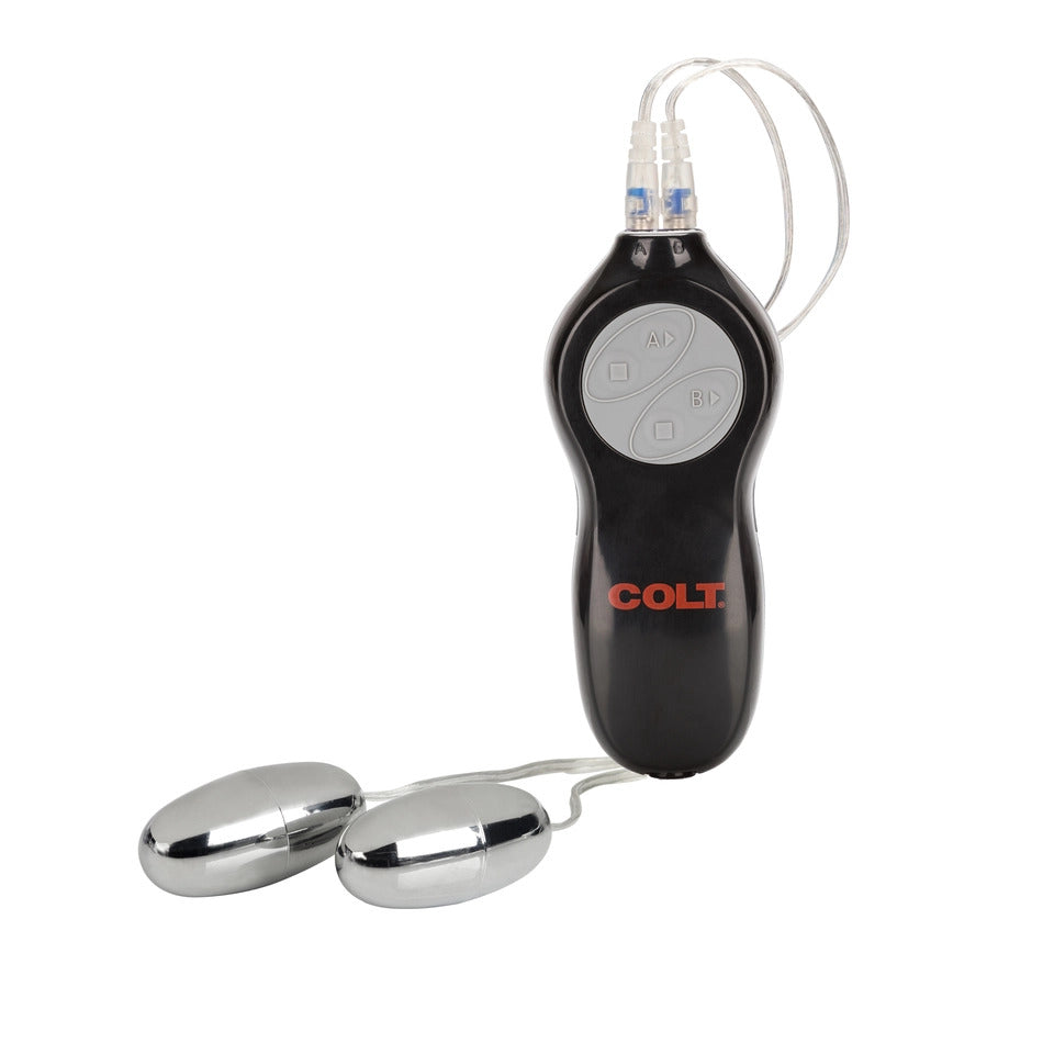 california exotic colt twin turbo bullets vibrating eggs, purple and silver, for intimate play