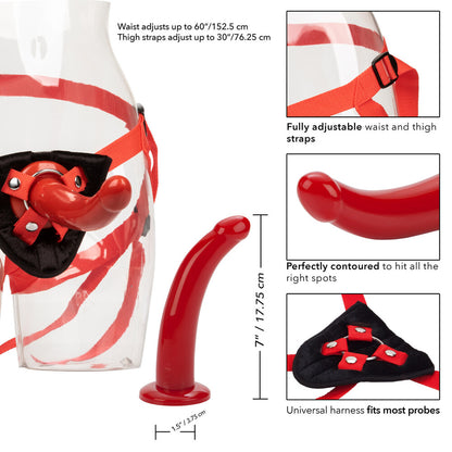 red strap on dildo from california exotic, rider style for thrilling intimate adventures