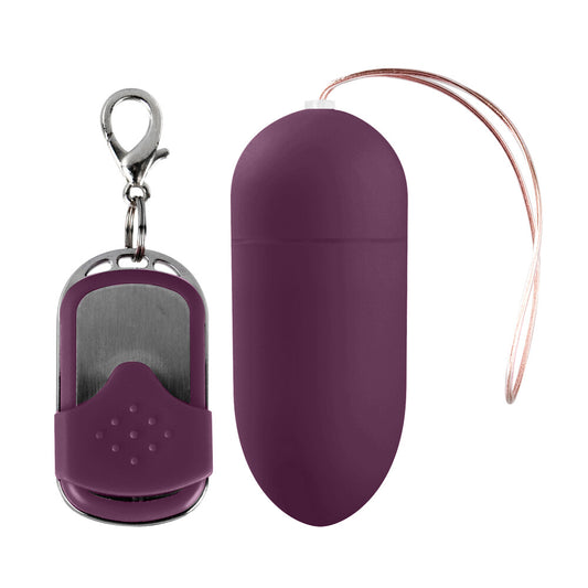Purple vibrating egg with remote control for discreet pleasure, from Shots Toys.