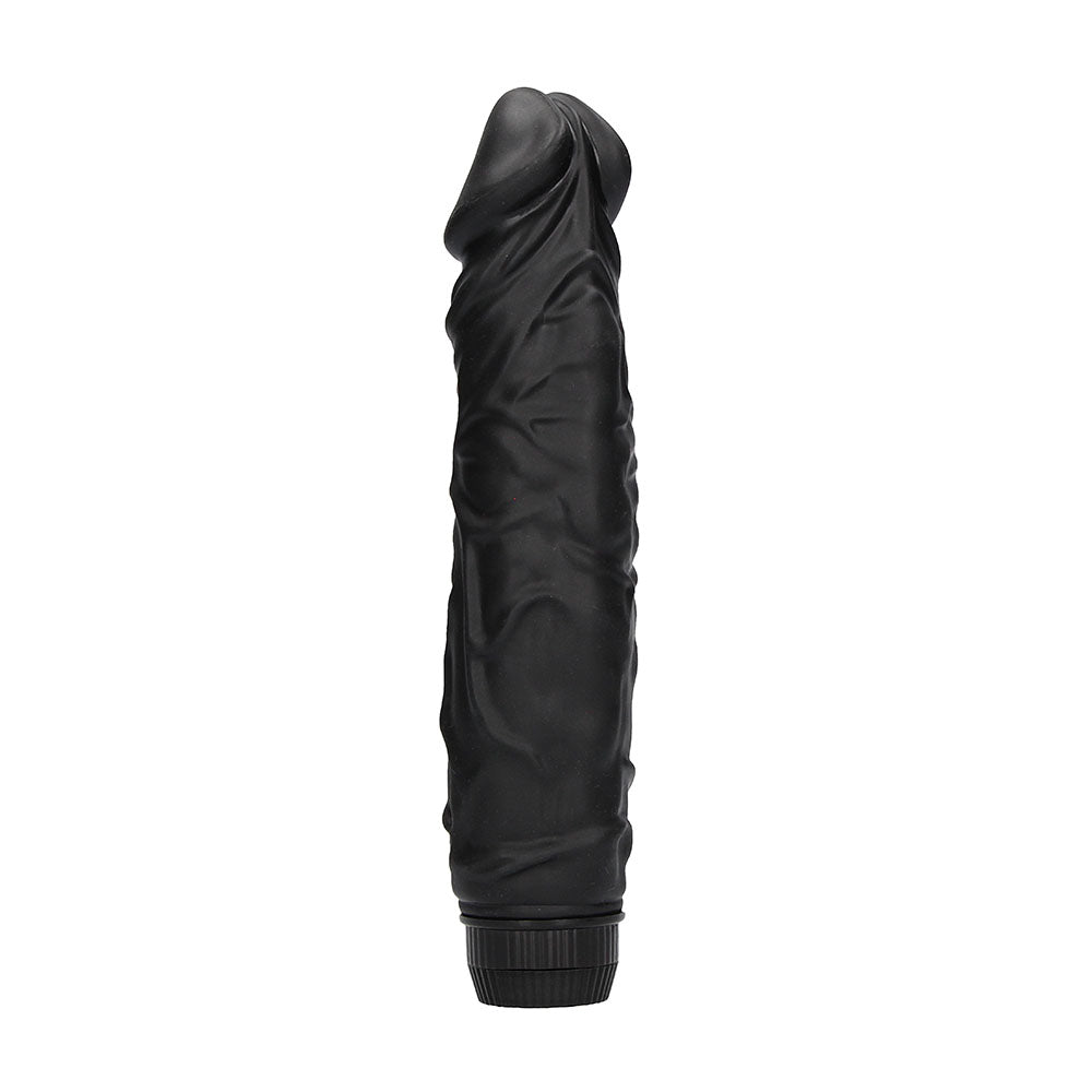 Black, realistic penis vibrator from Shots Toys with a smooth, comfortable finish for personal pleasure.