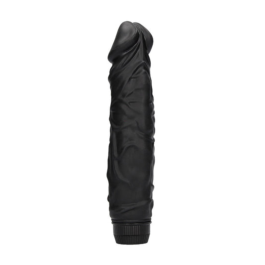 Black, realistic penis vibrator from Shots Toys with a smooth, comfortable finish for personal pleasure.