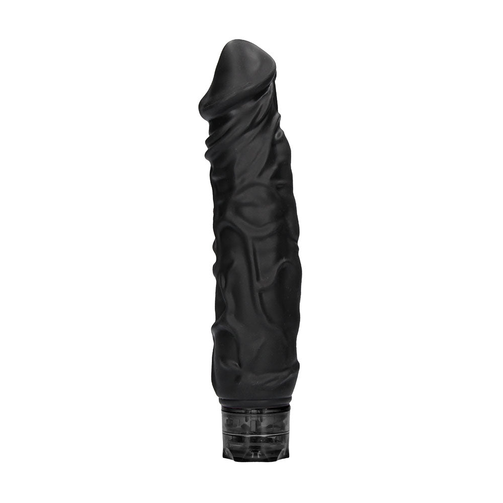 Black, realistic-looking 10-speed penis vibrator by Shots Toys, perfect for solo fun.