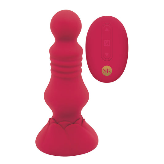 Secret Kisses vibrating butt plug with remote, floret design, for intimate pleasure.