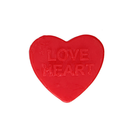 Love heart shaped rose scented soap bar, pink in colour, a novelty item.