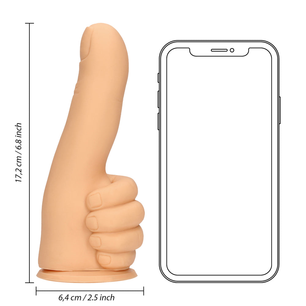 Thumbs up shaped dildo from shots toys, flesh coloured, novelty adult toy for hen and stag antics.