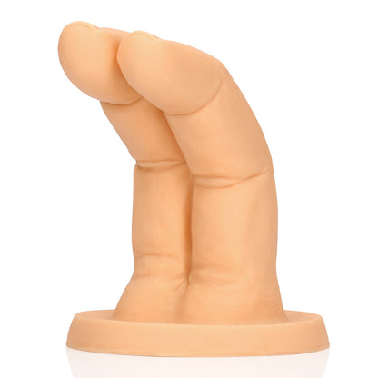 Flexible, flesh-toned finger dildo from shots toys, textured for extra stimulation and pleasure