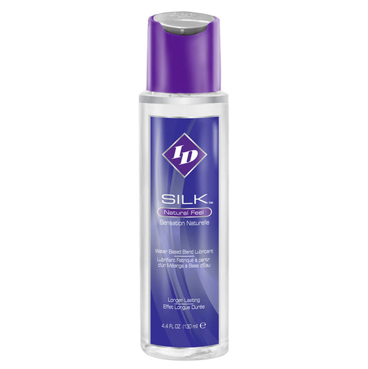 Id silk natural feel lubricant in a clear bottle with a smooth finish
