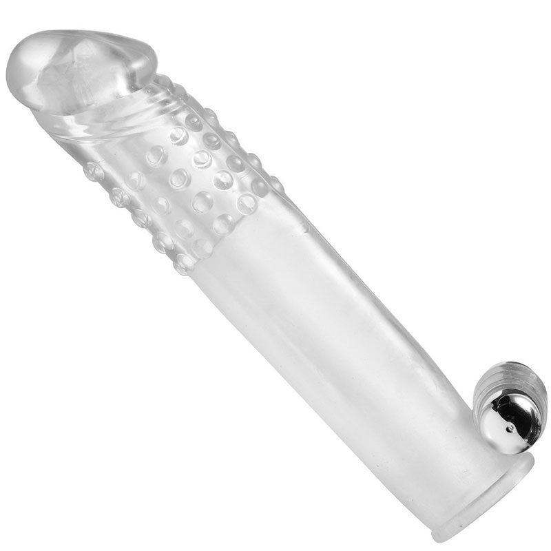 Clear vibrating penis sleeve from Size Matters for enhanced pleasure and sensation.