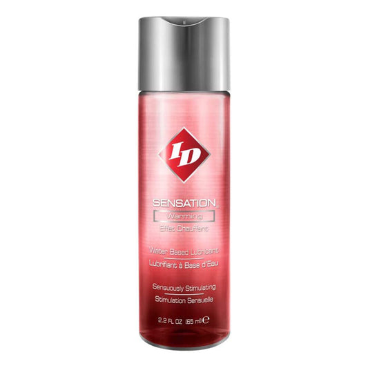 Bottle of id sensation warming lubricant, a clear liquid for intimate use.