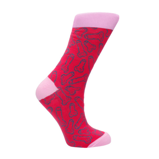 Close-up of novelty Cocky Socks from Shots Toys, size 36 to 41, showing the design.