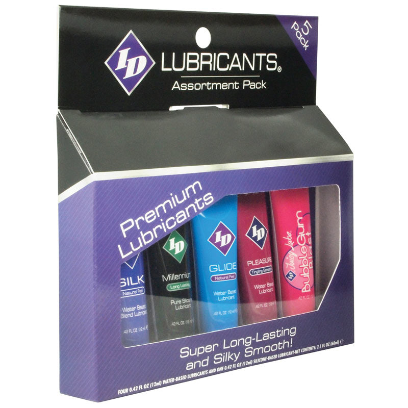 Five individual tubes of id sensual lubricants, personal glide for comfortable intimate use