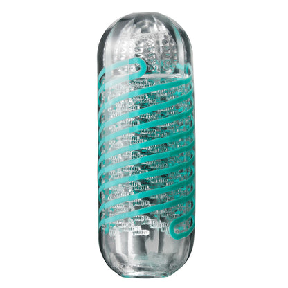 Tenga 04 Pixel Spinner masturbator in textured grey material, designed for male pleasure.