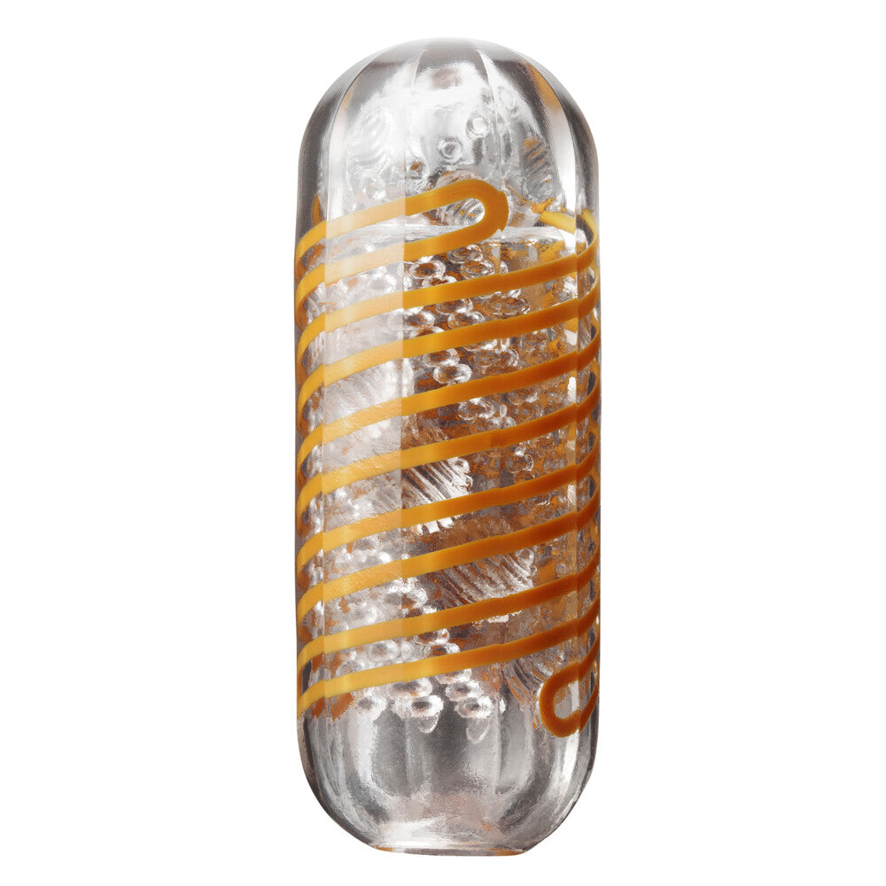 Tenga 05 Beads Spinner masturbator with textured interior for enhanced pleasure, close up.