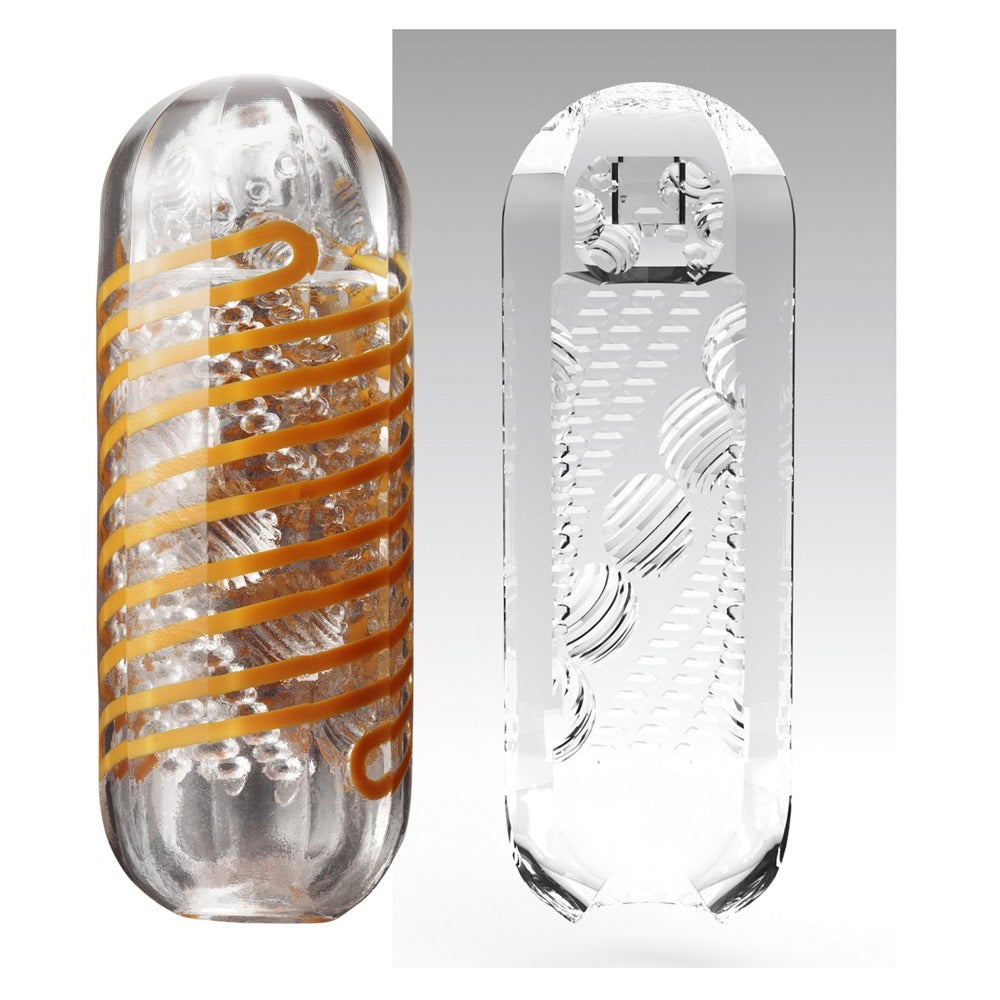 Tenga 05 Beads Spinner masturbator, ribbed interior with rotating beads for pleasure.