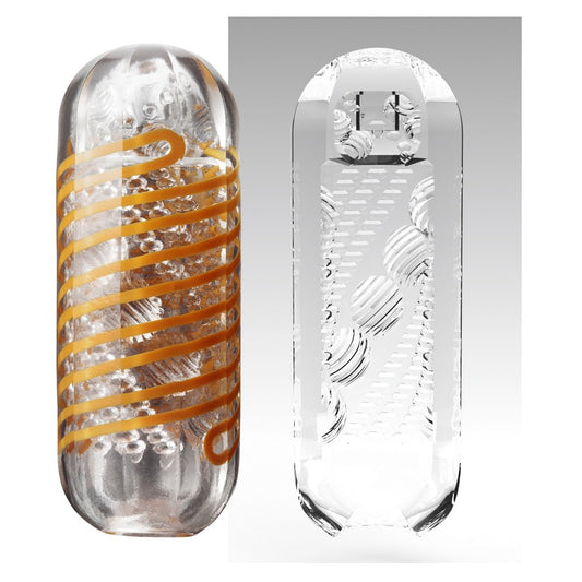 Tenga 05 Beads Spinner masturbator, ribbed interior with rotating beads for pleasure.