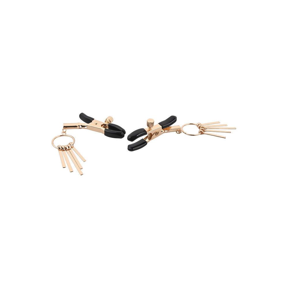 Sportsheets verge nipple clamps, stainless steel with adjustable tension, for playful bedroom experimentation.