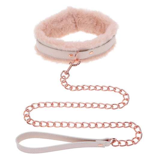 Sportsheets fur collar and lead set, in black, for playful bedroom adventures.