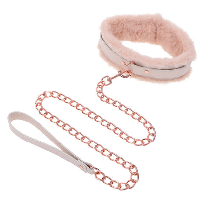 Black faux fur collar with attached leash, perfect for a playful bedroom adventure.