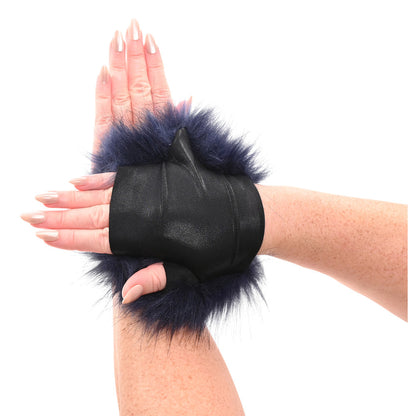 sportsheets cougar spiked sensory glove, black textured fabric with rows of small spikes