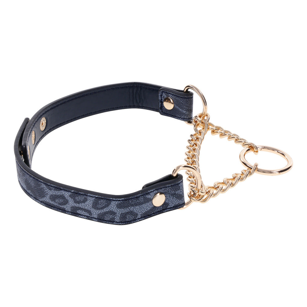 Sportsheets cougar day collar, a sleek black band with a silver-tone ring feature.