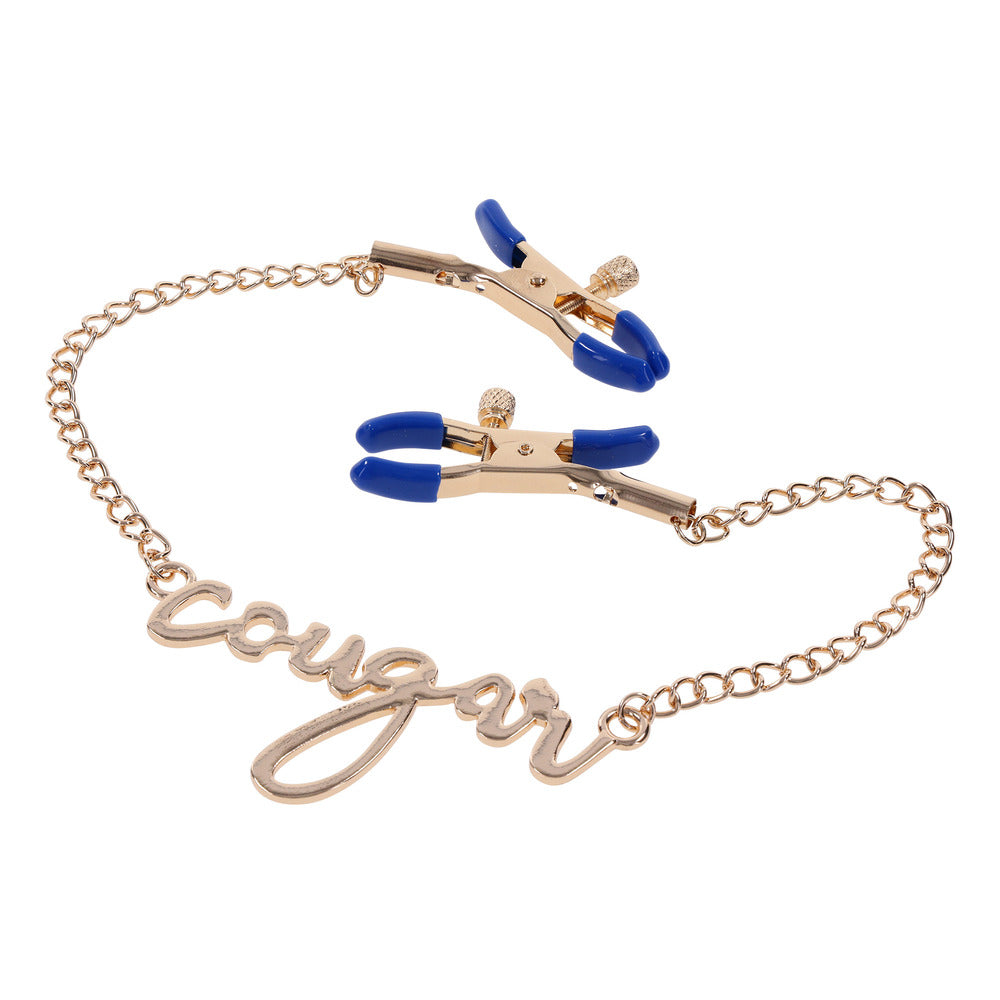 Metal nipple clamps with adjustable tension, offering a thrilling and stimulating experience for couples.
