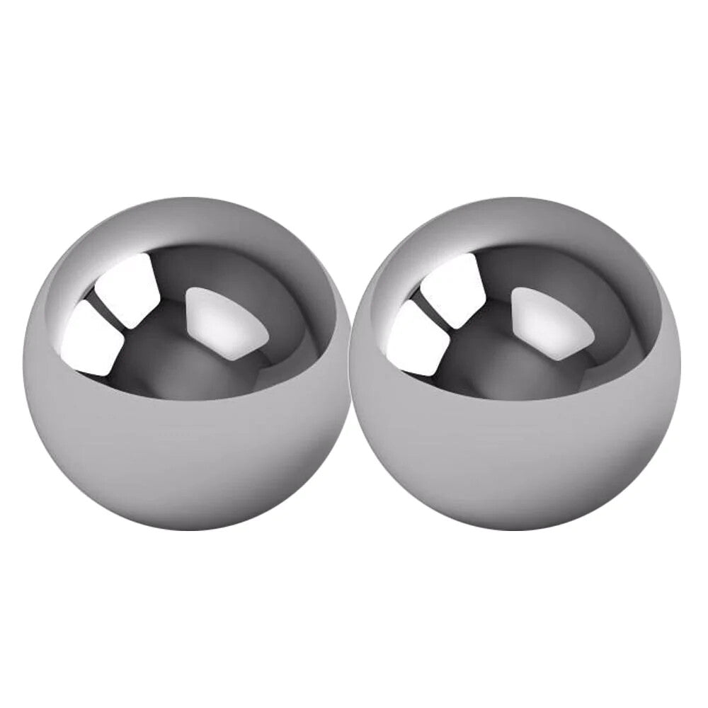 Shiny silver-tone steel orgasm balls from Sportsheets, designed to heighten sexual pleasure and arousal