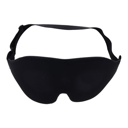 Sportsheets blackout blindfold in black, looks soft and comfortable for enhanced sensory play.