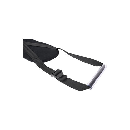 sportsheets pivot deluxe strap restraint: black nylon webbing with metal adjustment buckles.