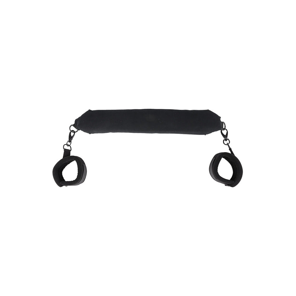 Sportsheets pivot positioning bar in black, for use with restraints, offering adjustable support.