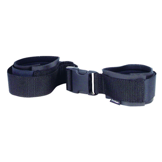 Sportsheets GSpot Link restraint device, made from soft black fabric with adjustable straps.