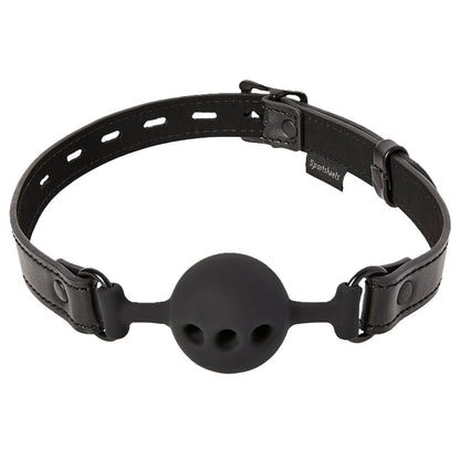 Saffron breathable ball gag from Sportsheets, showing the soft fabric and secure straps.