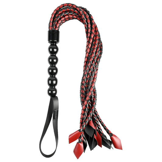 Saffron coloured braided flogger whip from Sportsheets, a playful accessory for adults.