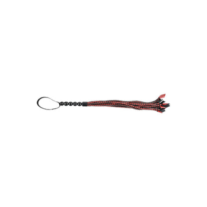 Sportsheets saffron flogger with braided strands, showing a textured and playful design. Whips.