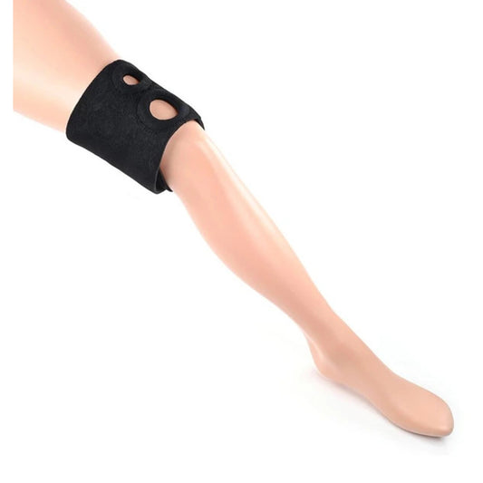 Sportsheets strap on harness for dual penetration play, worn on the thighs.