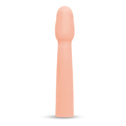 Close-up of a flesh-toned penis extender, adding two inches in length, for enlargement.