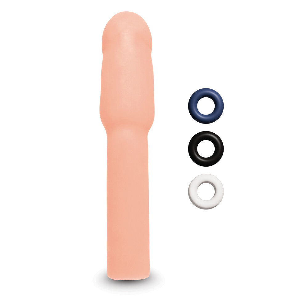 Size Up 4-inch penis extender, flesh-toned silicone sleeve for enhanced pleasure
