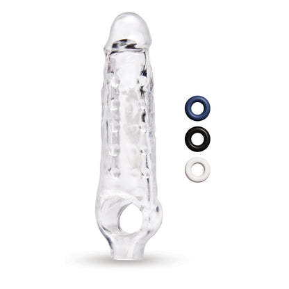 Size Up clear plastic 1-inch penis extender attachment for added length and confidence.
