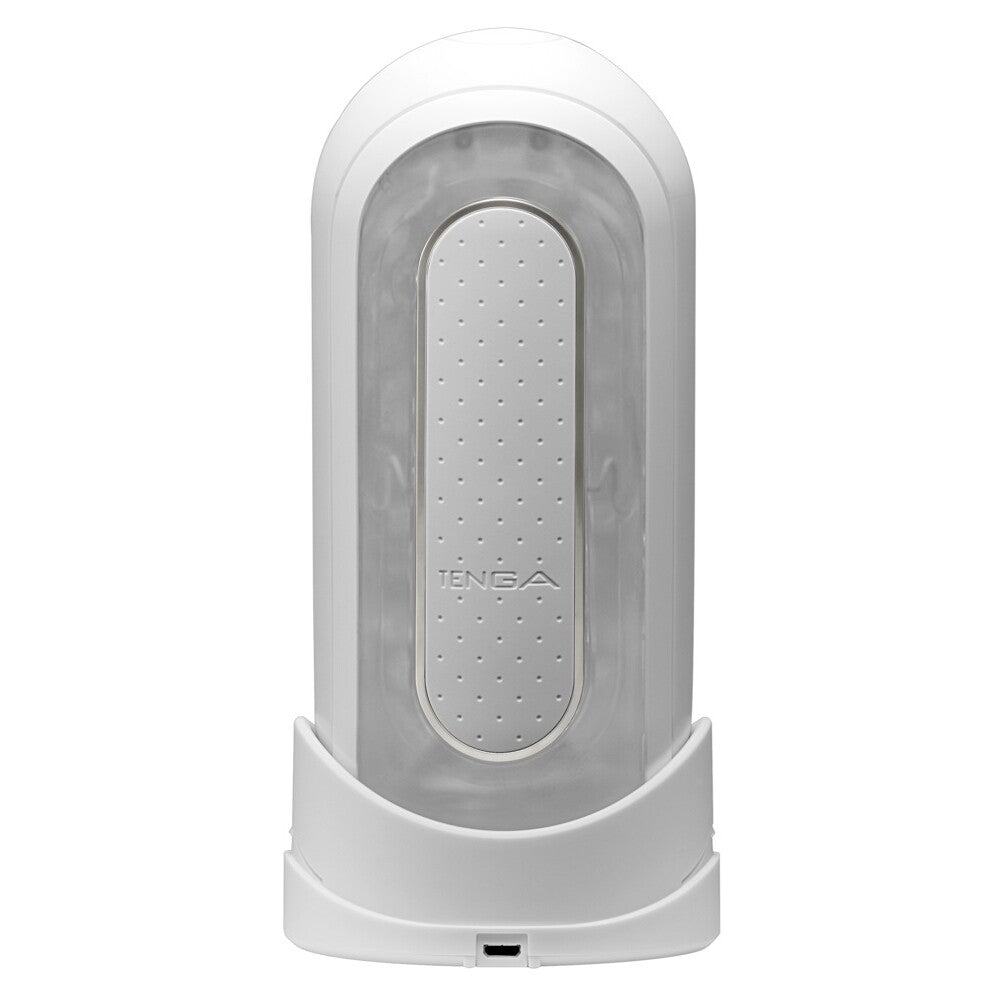 Tenga flip zero vibrating masturbator, a sleek, grey and red pleasure toy for adults.